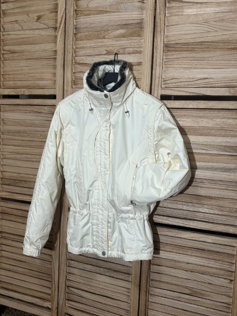 Killy Women’s Off-White Technical Ski Jacket Recco System Faux Fur Size 10